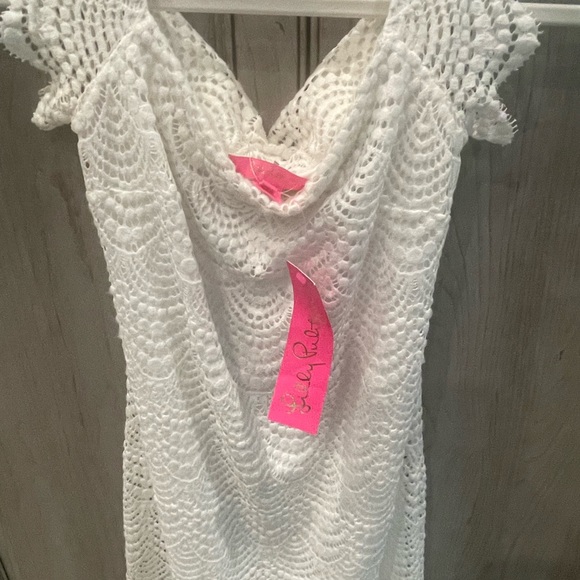 Lilly Pulitzer Jade Resort White Scalloped Lace Flutter Sleeve Mini Dress XS - Picture 5 of 9